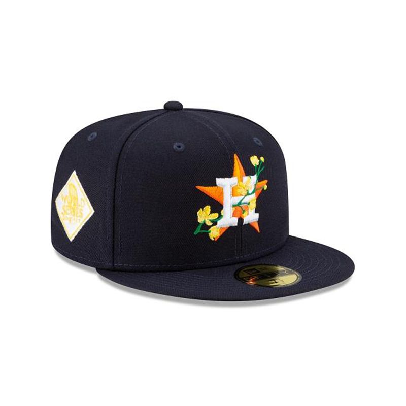 MLB Houston Astros Side Patch Bloom 59Fifty Fitted (EXD7340) - Blue New Era Caps